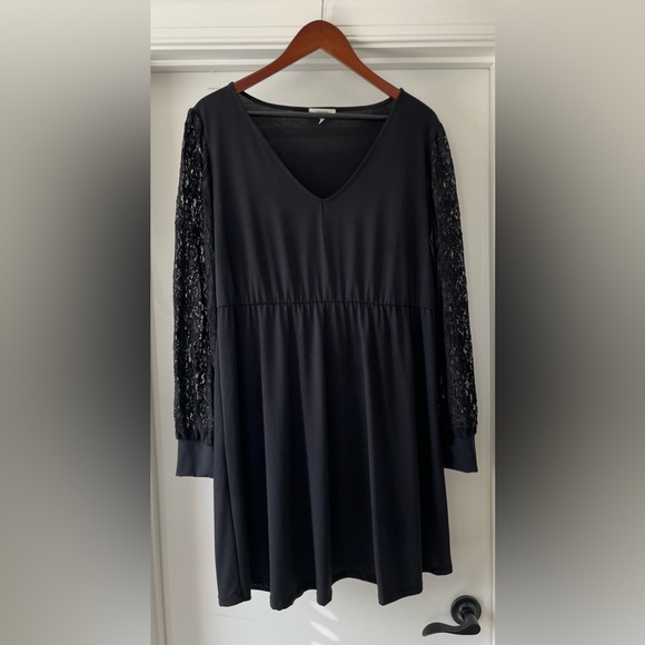 Maurices Dresses & Skirts - Maurices Black Cocktail Dress with Lace Sleeves XL